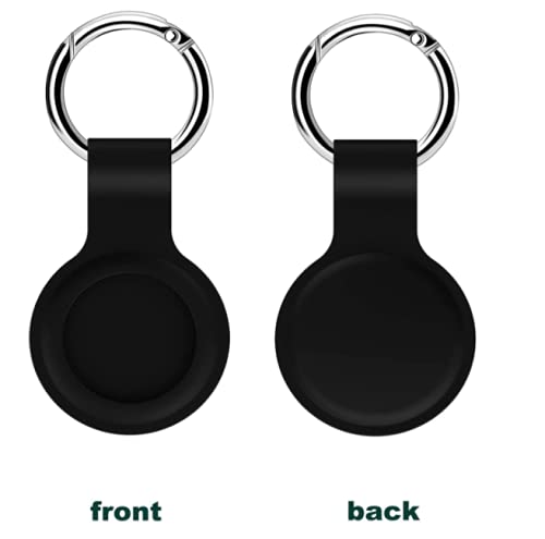 Airtag Keychain Case Accessories Tracker Finder, 2 Pack Black Silicone Protective Cover Compatible with AirTag 2021