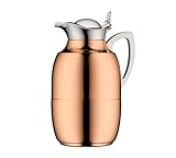 Alfi Juwel Isolierkanne 1,0L | Thermoskanne Edelstahl mit Glaseinsatz | AromaSafe Kaffee & Tee | BPA-frei & nachhaltig | Einhandbedienung | Für Heiß- & Kaltgetränke | Copper plated
