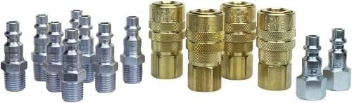 Milton M-Style KWIK-CHANGE Air Coupler and Plug Kit, 1/4" Flow NPT, 14-Piece (S-210-14)