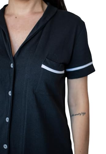 Pijama Algodão Feminino Curto Americano Manga Curta com Botão Botões Verão Adulto indicado Gestante