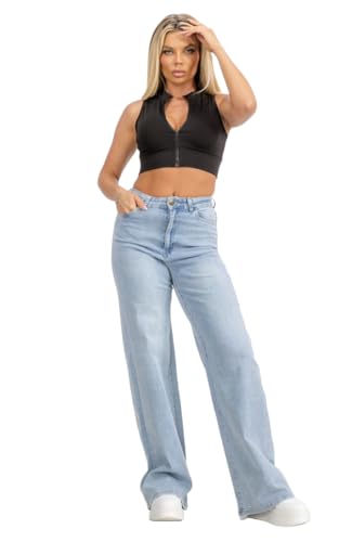 High Waist Denim Wide Leg Smart Jeans