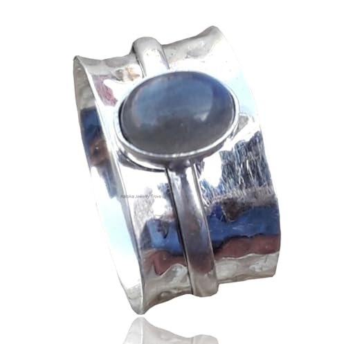 Bague en Labradorite naturelle et argent 925 de haute joaillerie