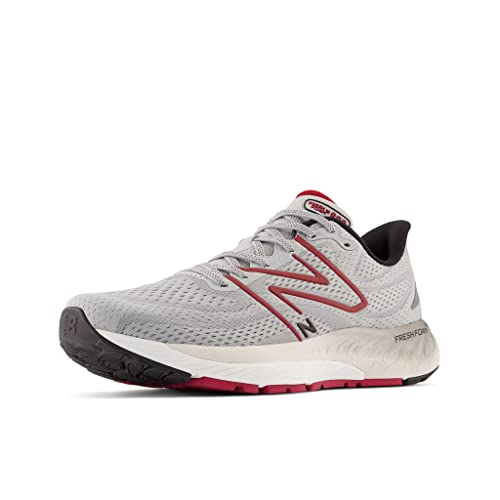 New Balance Men's Fresh Foam X 880v13 Running Shoe Aluminum Grey/Crimson/Black 9 Wide