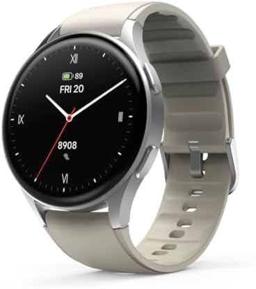 Hama Smartwatch 8900 mit GPS, Wasserschutz IP68, Telefonfunktion, AMOLED | silber, Touch Display, Sprachsteuerung, Sportmodi, Schlaftracker, Herzfrequenzmessung, WhatsApp, Laufuhr,