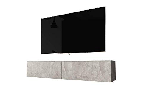 Selsey Kane - Mueble TV Flotante/Mesa TV/Mueble para Salón/Mueble TV Suspendido (180 cm, sin LED, Cemento Gris)