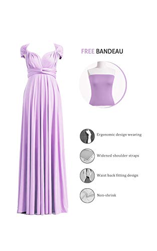 72styles Women's Bridesmaid Dresses Long Convertible Dress High Neck Elastic Formal Evening Dress for Women Lavender