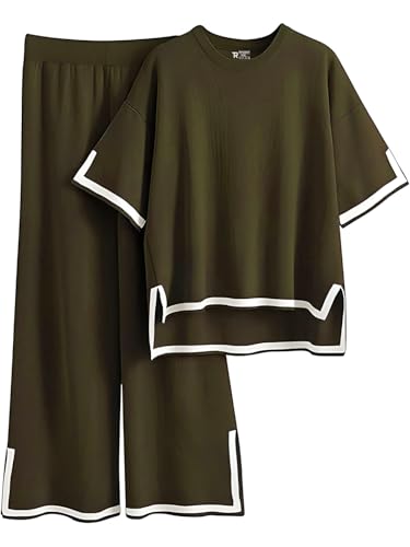 Image of TYSORT Women Casual Summer co ords Set Track Suit Oversized Top Baggy Pant,Top and Pajama Set