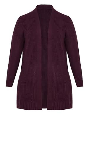 Image of Avenue Women's Plus Size Boyfriend Rib Knit Open Front Cardigan