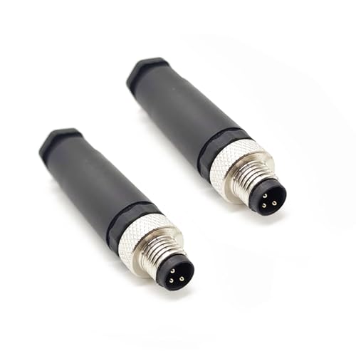 2Pcs M8 3 Pin Male Circular Connector, Field Assembly Wireable Sensor Straight Type A Code Adapter IP67 Waterproof Industrial Circular Connector 60V 4A AC/DC Unshiled