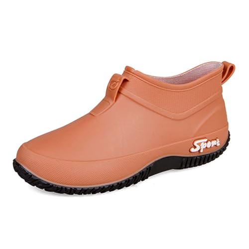 Zapatos De Lluvia para Mujer Suaves para Uso Exterior Durante La Temporada De Lluvias Cómodos Cortos para Trabajar Y Duraderos (Orange 40)