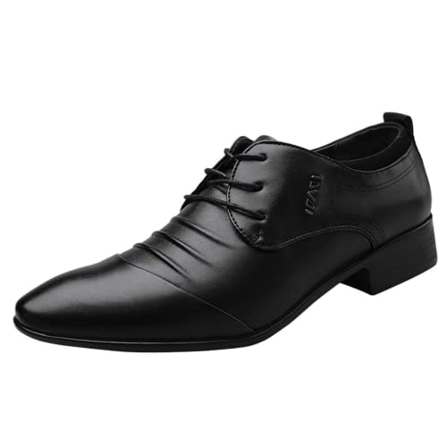 ZHOUYF Mens Dress Shoes Fashion Lace-up Pointed Toe Breathable Leather Formal Shoes Business White Wedding Shoes Classic Casual Outdoor Oxford Shoes for Men