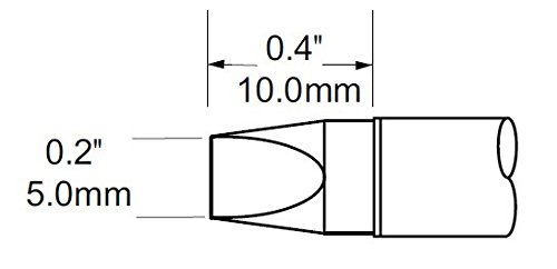 Image of Metcal SCV-CH50 SxV Series Hand Soldering Tip for High Thermal Demand Applications, 460 Degree C Maximum Tip Temperature, Chisel, 5.0mm Tip Size, 10mm Tip Length
