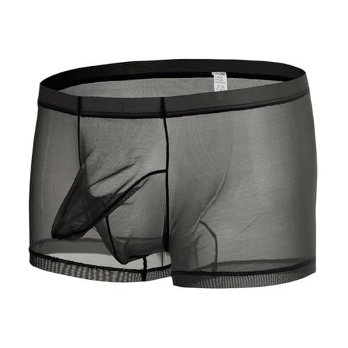 JINSHI Men’s Sexy See Through Underwear Ice Silk Mesh Sheer Boxer Briefs transparent Bulge Pouch ultra thin Trunks2