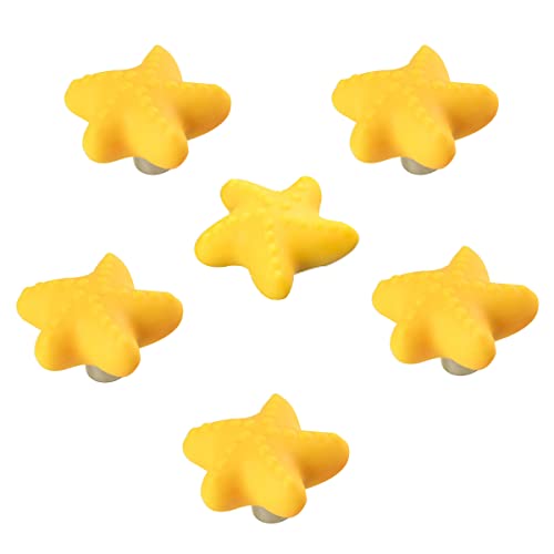CcHhyyt 6 botones de goma suave con forma de estrella de mar para niños, niñas, niños, armarios, cajones, armarios (amarillo) Cover