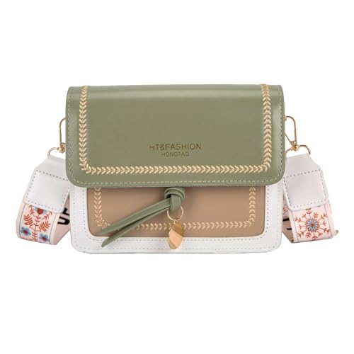 Guitar Strap Color-Block Crossbody Bags for Women Cute Designer Handbags Trendy Cross Body Purse Leather Shoulder Bag