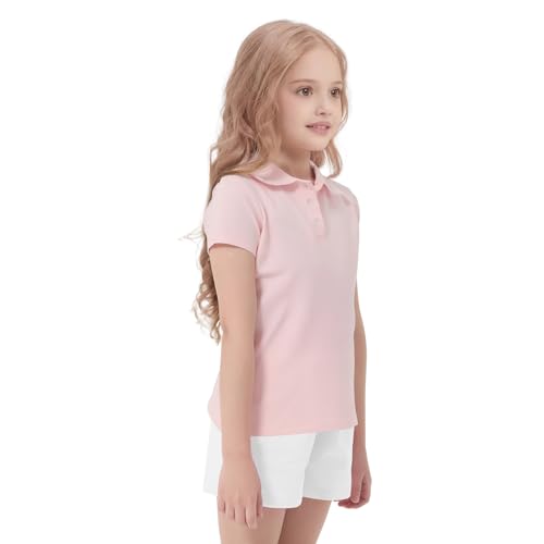 Image of 4 Pack Cotton Girls Polo Shirt Slim Fit for School Uniform Kids Youth Tops