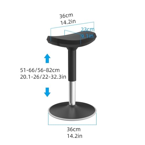 Image of Standing Desk Stool, Adjustable Height Standing Chair, Anti Slip Bottom Ergonomic Wobble Stool, 360 Rotation Wobble Chair, Standing Stool with Soft Cushion(Black,56-82cm /22-32.3in)
