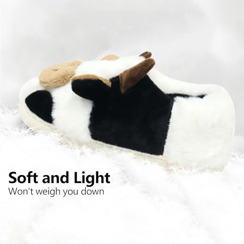 LIONPARK Women Cute Animal Cow Slippers - Cartoon Indoor Outdoor Man Cotton House Fuzzy Comfortable Slides2