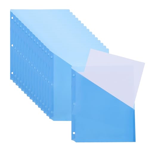 Pochettes perforées 3 trous PATIKIL bleu lot de 15 pour rangement classeur