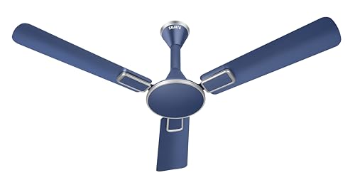 Image of Sujata Ceiling Fan | 100% Copper Winding | 5-Year Warranty | Decorative Ceiling Fan for Living Room /Bedroom | Powerful Airflow | BEE Star Rated | Impresso ES18 (Matt Blue Silver)