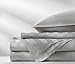 Pure Bamboo King Sheets, Genuine 100% Organic Viscose Derived from Bamboo Bed Sheet Set, Luxuriously Soft & Cooling, Double Stitching, 2 Year Quality Promise (King, Jacquard Silver)