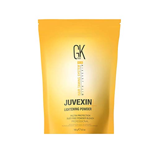 GK HAIR Global Keratin Juvexin Lightening Powder +9 Levels of Lift (3.5 Fl Oz/100g) Pectin Protection Dust Free Powder Bleach Fast Acting Blue Base Prevents Loss of Moisture Provide Ideal Viscosity
