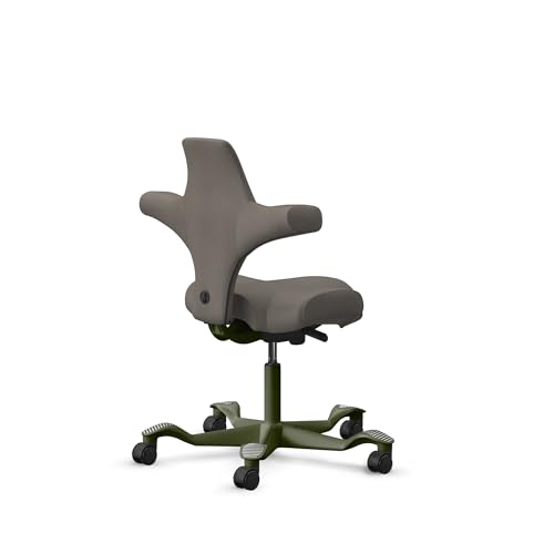 Image of HAG Capisco Standard Chair-Moss Green Frame-Upholstered Gray Ash Vinyl
