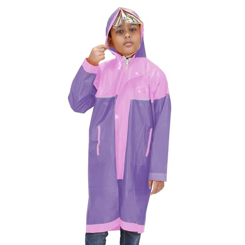 Aristocrat Knee Length Waterproof Raincoat with Hood for Boys | Kids Washable Barsati Rainwear with Two Front Pockets and Bag Space