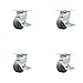 Thermoplastic Rubber Flat Tread Swivel Top Plate Caster Set of 4 w/4" x 2" Gray Wheels - Includes 4 Swivel w/Top Lock Brakes & Bolt on Swivel Locks - 1200 lbs Total Capacity - Service Caster Brand