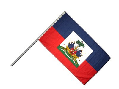 Drapeau Haïti sur hampe 60x90 cm anti-effilochage pour défilé Digni