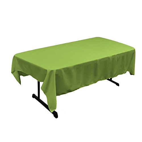 LA Linen Polyester Poplin Rectangular Tablecloth, 60 x 84, Lime