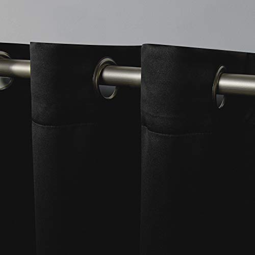 Exclusive Home Curtains Sateen Woven Blackout Grommet Top Panel Pair, Black, 52x108, 2 Piece, W 52" x L 108" (2 Panels) - Image 3
