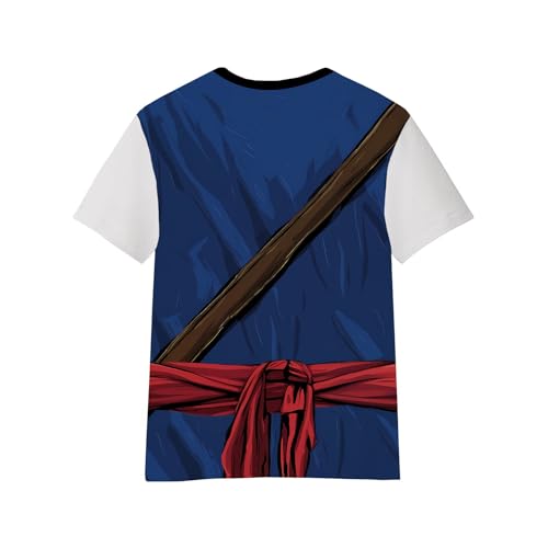 THE PIRATE KING Anime Pirate Captain Boys T-Shirt Funny Cosplay Knight Tee Crewneck Short Sleeve Loose Fashion Kids Top4