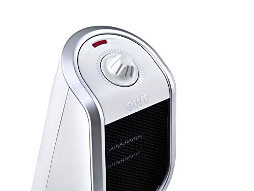 EWT Keramische ventilatorkachel DDF 250 W, compact tafelapparaat met USB-poort en thermostaat, oplaadfunctie voor smartphone, verwarming met ledverlichting, traploos instelbaar, 250 W, wit - Afbeelding 8