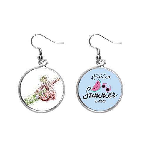 Pendientes de sandía ligeros con patrón deportivo de invierno para lóbulo sensible