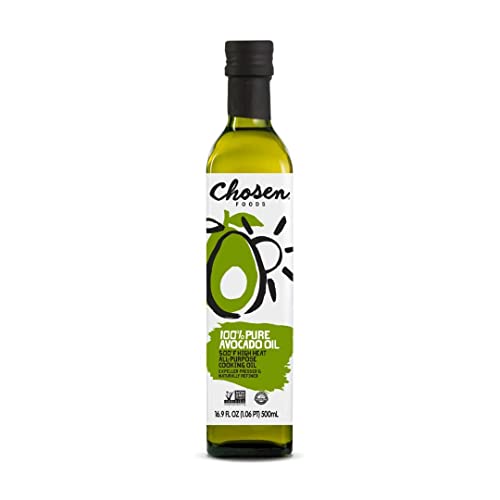 Chosen Foods 100% Pure Avocado Oil, Keto and Paleo Diet Friendly, Kosher Oil for Baking, High-Heat Cooking, Frying, Homemade Sauces, Dressings and Marinades, 16.9 Fl Oz (Pack of 6)