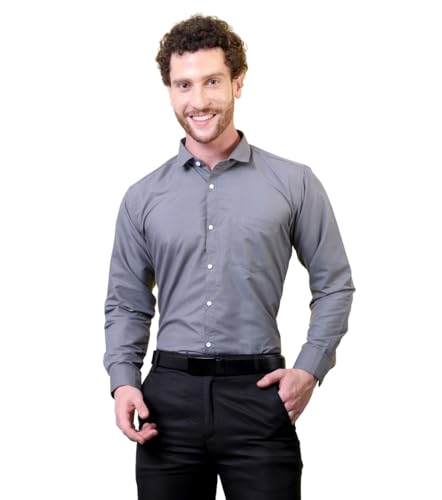 Image of CONTRARY Men's Pure Cotton Solid Stylish Casual & Formal Wear Shirt | Stylish Regular Fit Full Sleeve Comfortable Office Party Trendy Shirt - Multi Color