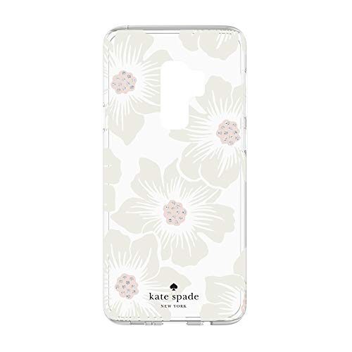 Kate Spade New York Phone Case | For Samsung Galaxy S9 Plus | Protective Clear Crystal Phone Cases With Slim Design And Drop Protection - Hollyhock Floral Clear / Cream With Stones #TOP6