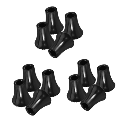 Beavorty 3sets Crutch Pads Walking Stick Cane Feet Replacement Crutch Tips Pads for Crutches Cane Tips Replacements Trekking Pole Tips Protectors Plastic Tips for Cane PVC Black 4pcs*3