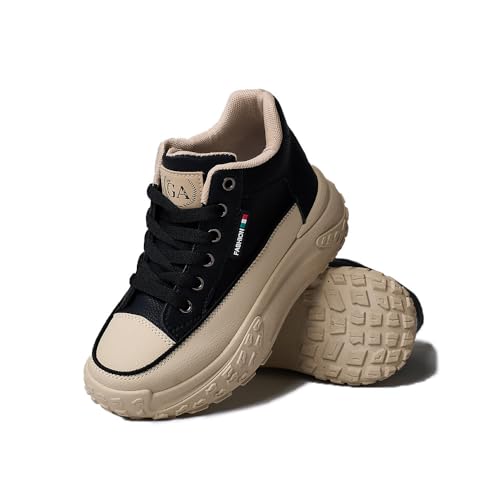 Chouiss Chunky Sneakers for Women,Platform White Mesh Dad Walking Shoes,Comfortable Breathable Casual Fashion Running Shoes,Black,Size 8