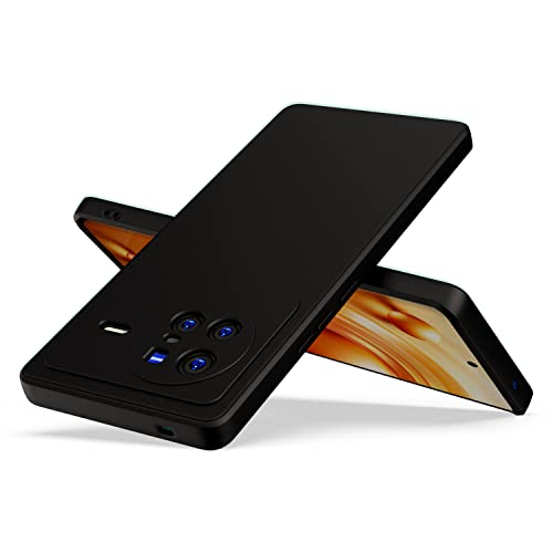 Image of Kapa Matte Lens Protective Shockproof Flexible Back Cover for Vivo X80, Slim Silicone with Soft Lining Shockproof Flexible Full Body Bumper Case (Black)