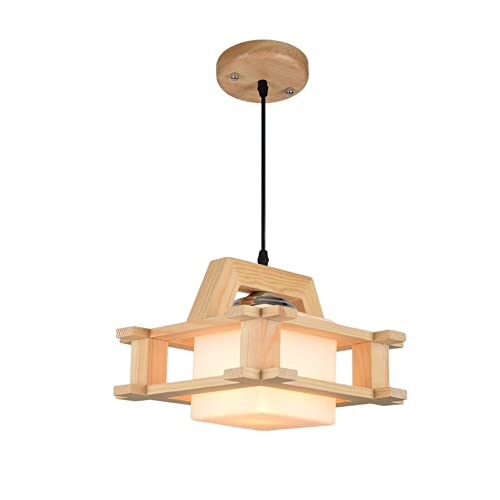Lustre suspension luminaire suspendu bois et verre E26 pour salle à manger et cuisine