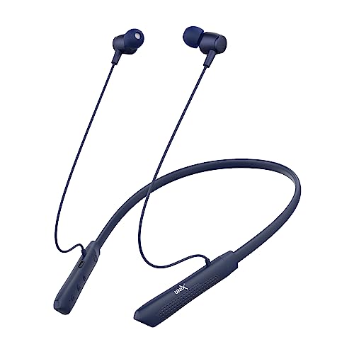 Image of Unix UX-700 Horizon Wireless Neckband | 34-Hour Playtime | Extra Bass | Magnetic Earbuds | Bluetooth Headset with Mic | Sweatproof | Ergonomic Fit | 200mAh Battery | Hands-Free Calling (Blue)
