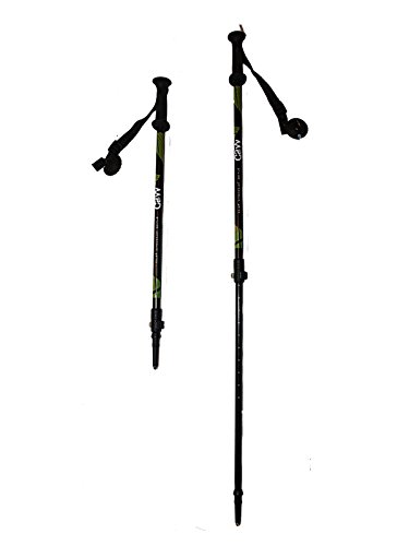 WSD Ski Poles Telescopic Adjustable Collapsible Kids Junior Downhill/Alpine ski Poles 7075 Alu Pair with Baskets 32” to 42” New (Black/Green/Yellow) - Thumbnail 2