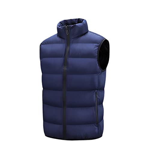 Chaleco de plumas para hombre en talla XXXXL abrigo sin mangas acolchado azul marino estilo coreano