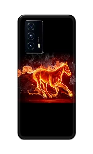 Image of PRINTFIDAA Plastic Printed Hard Back Cover Case For Vivo Iqoo Z5 Back Cover (Fiery Horse) -112, Multi