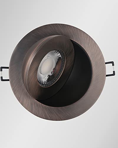 Image of POPANU Recessed Lights 4 Inch, Oil Rubbed Bronze Gimbal Downlight with 360 Rotation to Highlight Artwork and Create Accent Lighting in Living Room or Kitchen 6 Pack