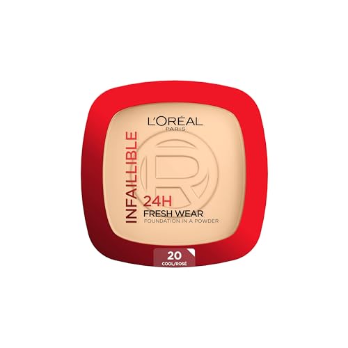 L'Oréal Paris Polvos Compactos Mate Infalible 24H, Larga Duración, Cobertura Media-Alta, Resistente al Agua, Fórmula No Comedogénica, Tono: 20 Ivory, 50 g