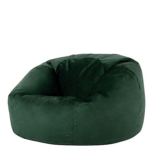 Icon Klassischer Sitzsack „Aurora“, Plüschsamt, Grün, Sitzsack Sessel für Erwachsene mit Füllung, Groß Sitzsäcke für das…