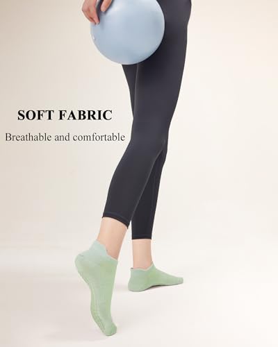 REACH STAR 6 Pairs Pilates Socks with Grips for Women, Non—Slip Ankle Yoga Socks for Ballet Barefoot Workout Athletic Socks4